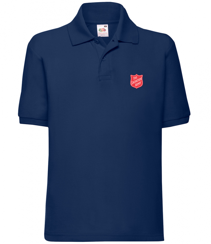 Kid's Navy Polo Shirt with Red Shield